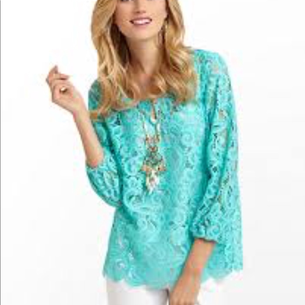 Lilly Pulitzer Turquoise Lace Long Sleeve (S)